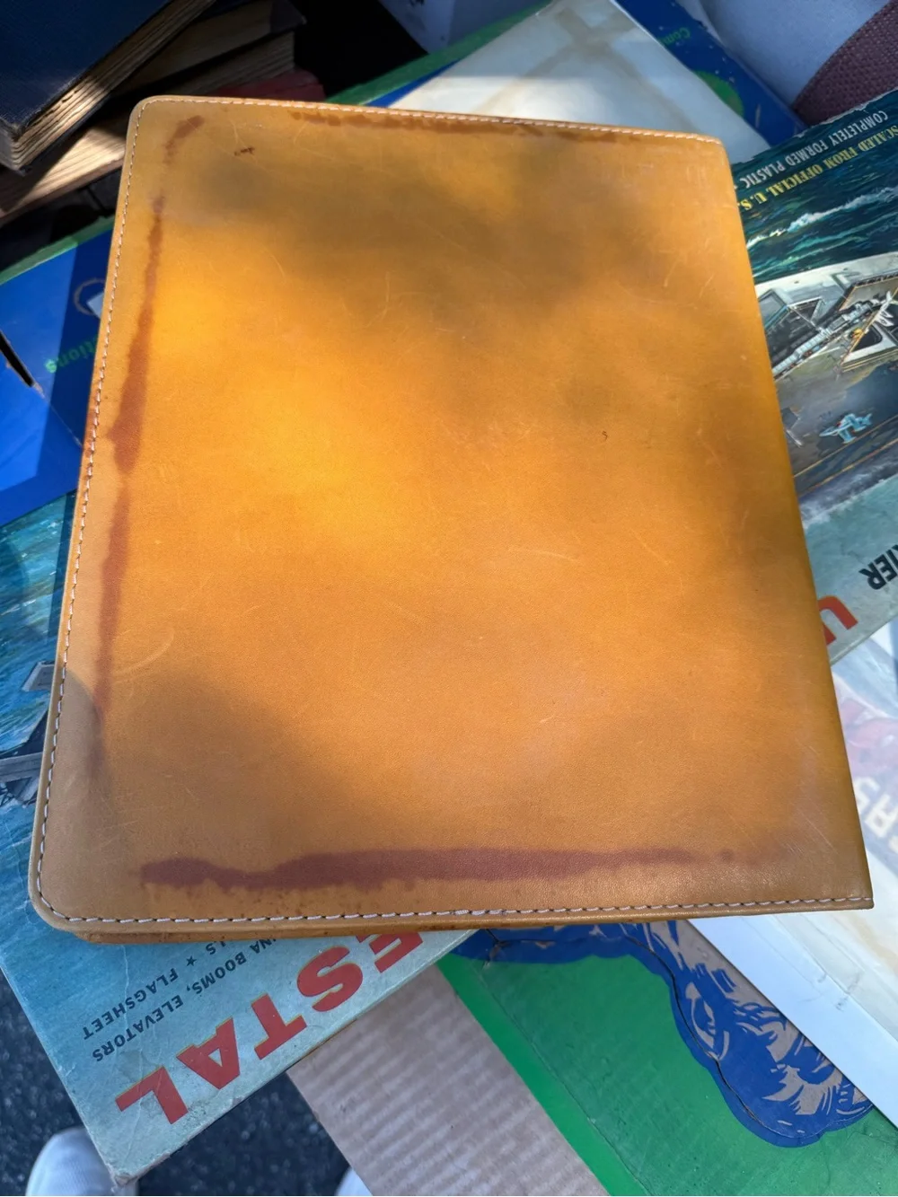 Vintage Rawlings Tan Leather Laptop Portfolio with Dodgers Embossing